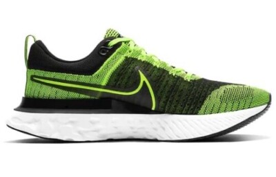 Nike React Infinity Flyknit 2 Mens Running Shoes Black Green Size 12 CT2357-700