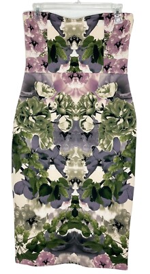 Asos Womens Strapless Sweetheart White kaleidoscope Floral Bodycon Dress Sz  8 | eBay