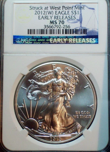 2012 W MS-70 AMERICAN SILVER EAGLE NGC  ER STRUCK AT WEST POINT