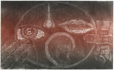 Wood engraving original CURIOUS AWAKENED - 5 SENSES by Robert Schanzenbacher