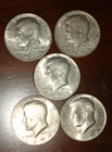 Lot of 5 1972 (2x), 1973, & 1974 (2x) Ungraded John F. Kennedy Half Dollar Coins