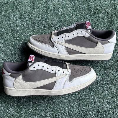Nike Air Jordan 1 Low Men s Brown Colorblock Leather Lace-Up Sneakers