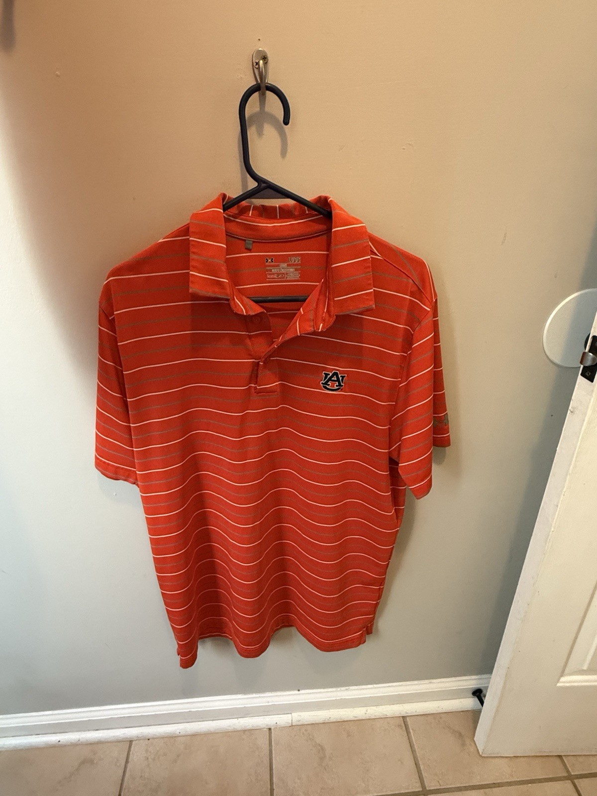 Auburn Tigers Under Armour Performance Heat Gear Polo Orange Mens Large NCAA SEC