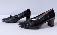 Vintage 70s Boston Black Argentine Leather Block Granny Widow Witch Goth Heels 5
