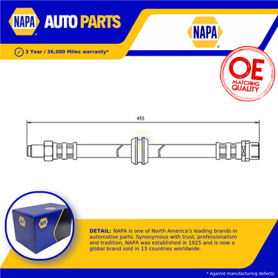 Brake Hose fits BMW 316 E30, E36 1.6 Front 88 to 00 Hydraulic NAPA 1159717 New