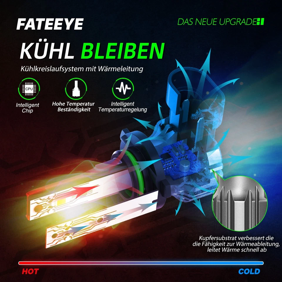 2X H11/H9/H8 LED Scheinwerfer Kit Zulasung 6500K Canbus No Error Halogen Xenon - Bild 4 von 4