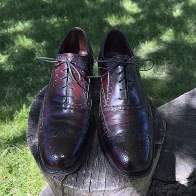 Johnston & Murphy Men's Vintage Leather Wing Tip Shoes, Burgundy, Size 11 D