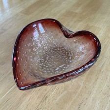 VINTAGE MURANO CRANBERRY BULLICANTE BOWL ASHTRAY