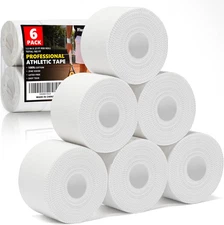 Professional 6 Pack White Athletic Sports Tape - 1.5 Inch × 27 Feet per Roll | T