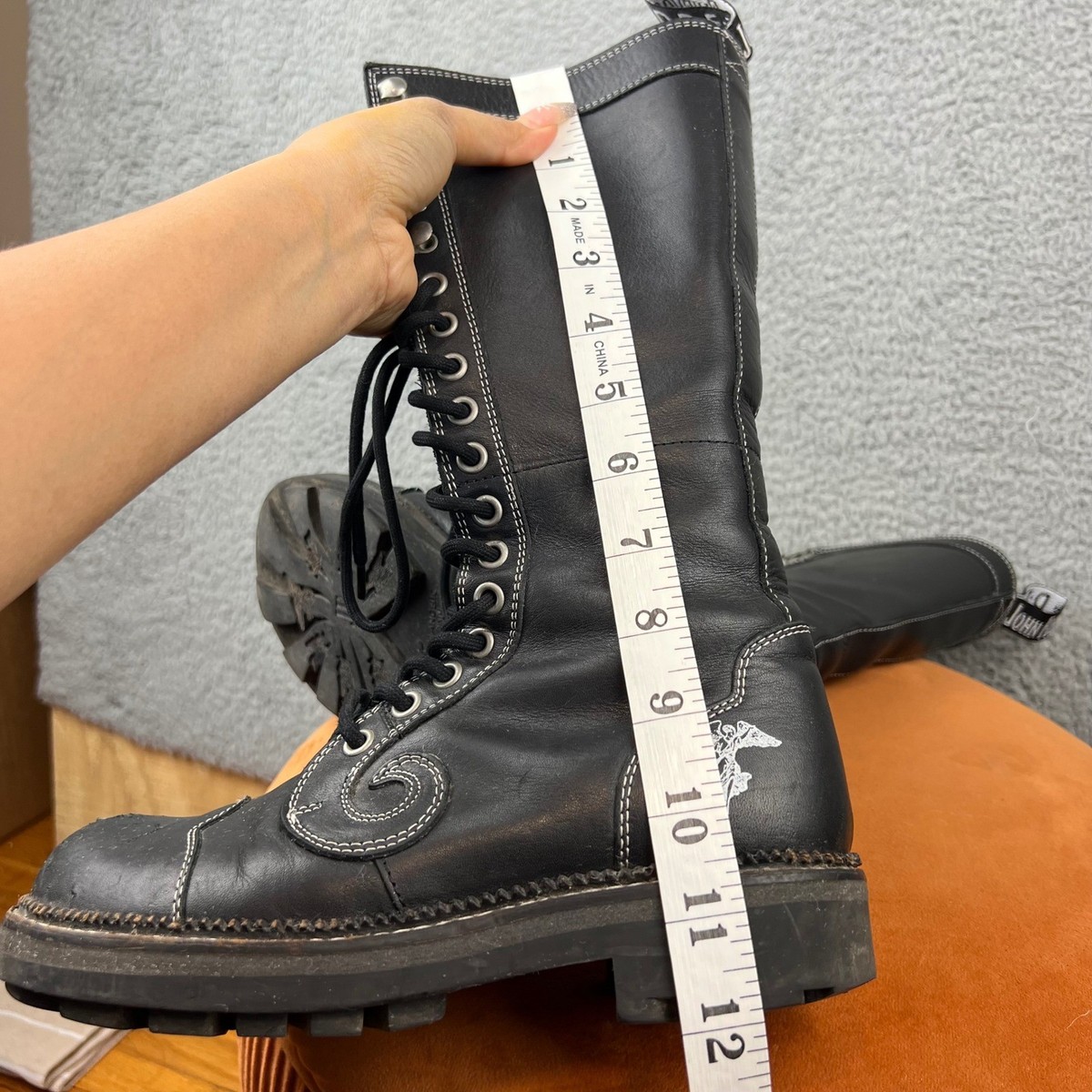 John Fluevog Paul Black Leather Combat Lace-Up Ankle Boots Size 5/6.5 Primus - Black | Brogue Lace-Up Boots | Fluevog Shoes main image 2
