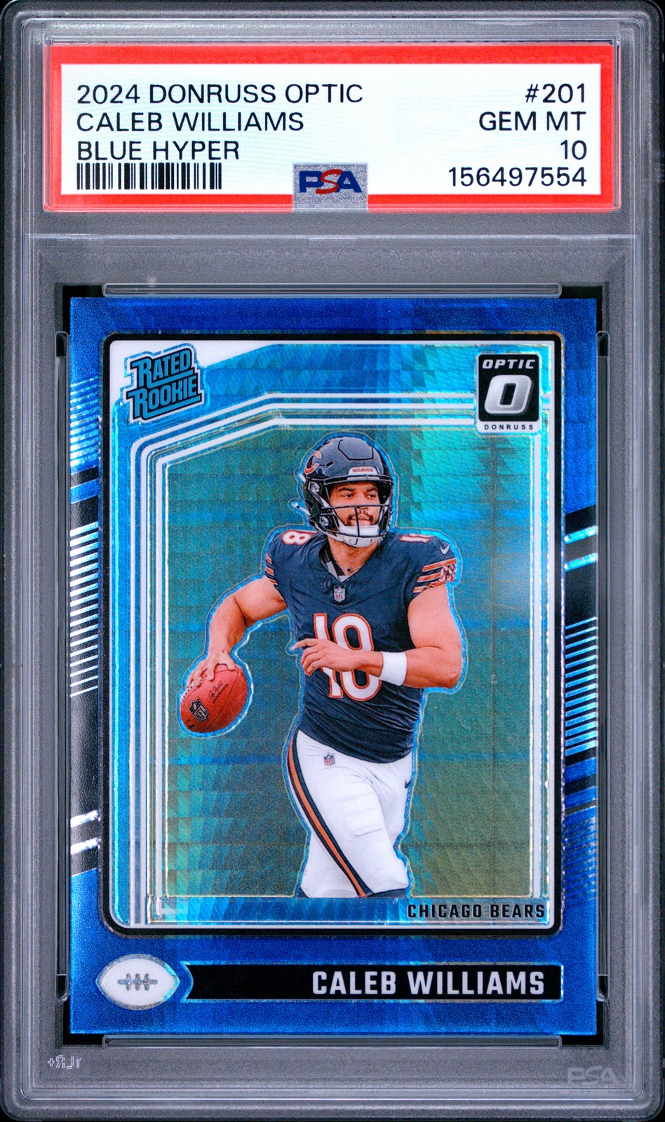 🔥 PSA 10 2024 Caleb Williams 201 Blue Hyper Panini Donruss Optic RC POP/300
