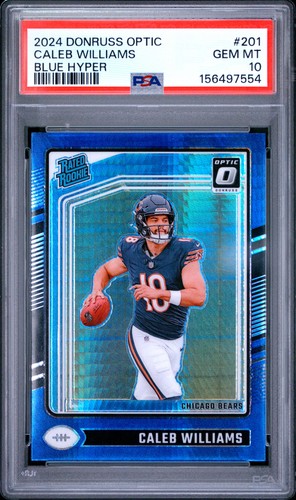 🔥 PSA 10 2024 Caleb Williams 201 Blue Hyper Panini Donruss Optic RC POP/300