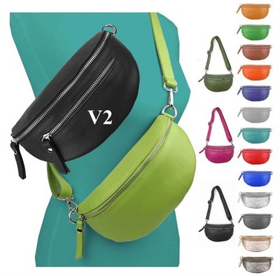ITALY leather chest belly waist belt bag cross over body bag shoulder bag