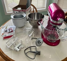 KitchenAid ARTISAN Design KSM155GBRI 5Q Tilt-Head Stand Mixer Raspberry Ice RARE