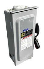 Square D HU361RB Non-Fusible Disconnect 30A 3-Pole 600V AC/DC NEMA 3R Heavy-Duty