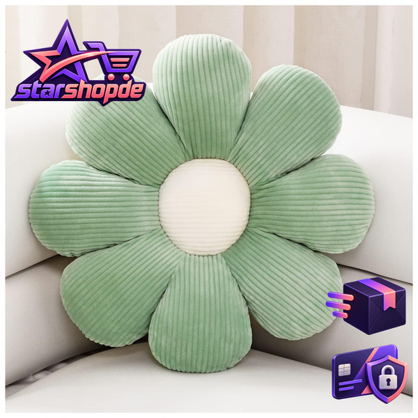 BlumenföRmiges Kissen GäNseblüMchen PlüSch Bodenkissen 38Cm GrüN Wohndekoration-image