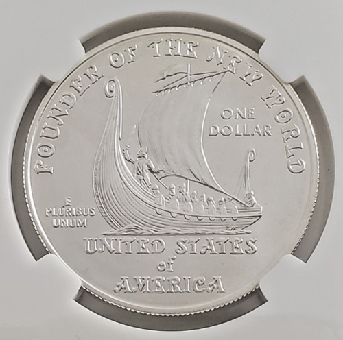 2000-P - Leif Ericson Commemorative - Silver Dollar with Stamp - Very Nice! W4 - Picture 12 of 16