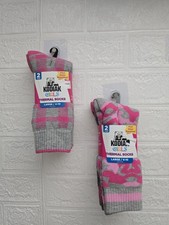 Bundle of two packs 4pc Kodiak Girl's Thermal Socks, Sz 4-10