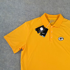 New Nike Golf Dri-FIT Mens Size Lrg Yellow S/S Polo Shirt Green Bay Packers