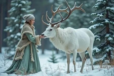 NEW Custom Premium Printed 4x6 Postcard Winter Solstice Snow Scene Reindeer