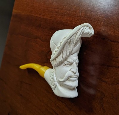 Vintage Hand Carved Meerschaum Smoking Pipe Turkish Bearded Sultan 6''