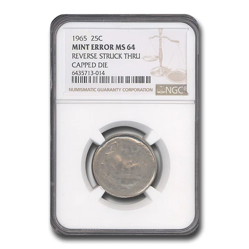 1965 Washington Quarter MS-64 NGC (Rev Struck Thru Capped Die)