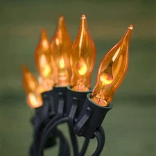 SUNSGNE 10Ft Flickering Flame String Lights, C18 Clear Orange - Black 