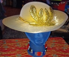 Fabulous Church/Wedding Hat, Gold Lame' with Sequin Accents By Mr Hi's Classics