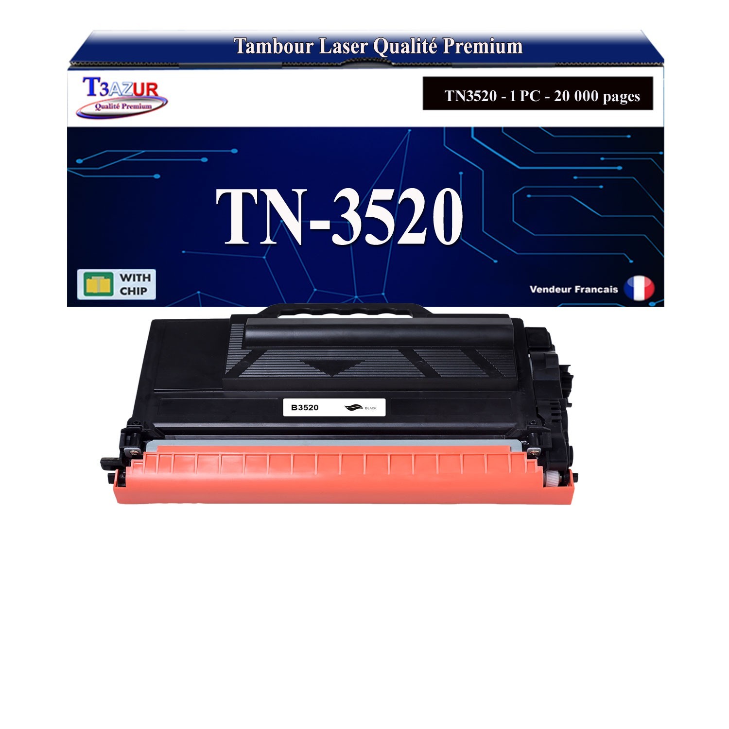 Toner Brother TN-3520 cartouche encre noire 20000 pages pour imprimante de bureau
