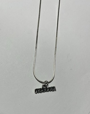 Silver 925 Snake Chain Necklace with 'Grandma' Rectangle Pendant