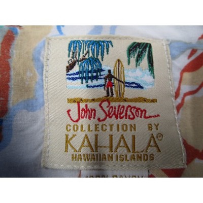 Kahala John Severson Hawaiian Shirt Mens XL Blue Rayon Aloha