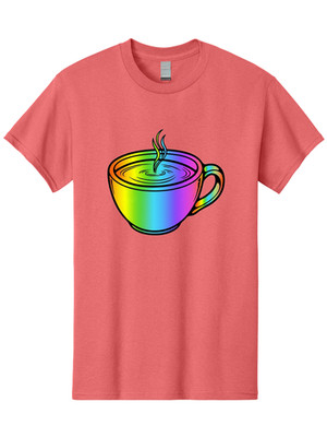 Rainbow-Coffee-Cup-1 Mens Graphic Tee, 100% Cotton, Casual Summer Wear