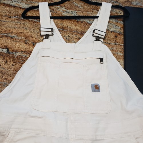 Carhartt Damen-Latzhose lockere Passform elfenbeinfarben/creme Größe M 8-10 kurz
