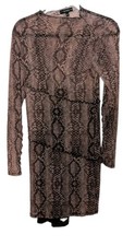 GUESS Women’s Size Large Snakeskin Print Mesh Long Sleeve Bodycon Dress