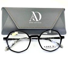 NEW LEON MAX 4087 021 Black Unisex Polygon Full Rim Eyeglasses 49-20-140 B:46