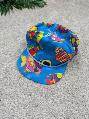 Vintage Winner Hat Cap Snap Back One Size Blue Tropical Colorful Fish Mens 90s