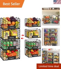 4 Pack XL Stackable Wire Baskets, Pantry Organizers and Storage