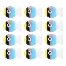 12Pcs Glass Fish Beads Handmade Lampworking Fish Bead Yellow/Green/Purple/Blue