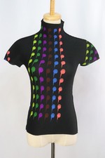 Authentic ISSEY MIYAKE me Black Pleats High Neck Short Sleeve Top 062 0057