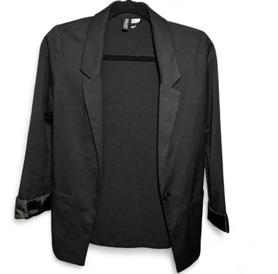 Divided By H&M Black Woman s Blazer With Satin trim Size 2