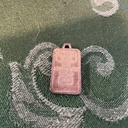 10 GRAM CREDIT USA 999 FINE BAR SILVER CHARM PENDANT VINTAGE .999 Charm Tarnish