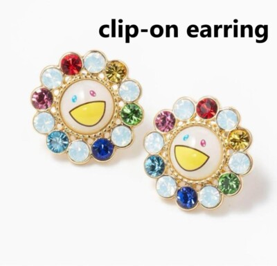 Takashi Murakami Liquem  Flower clip-on earring Limited Japan rainbow