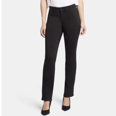 NYDJ Black Slimming Mid Rise Full Length Classic Fit Straight Leg Jeans 10