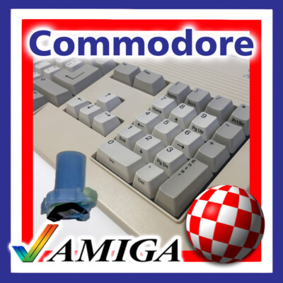 COMMODORE AMIGA 2000; A3000; A4000 KEYBOARD KEY CAPS with BLUE PLUNGER