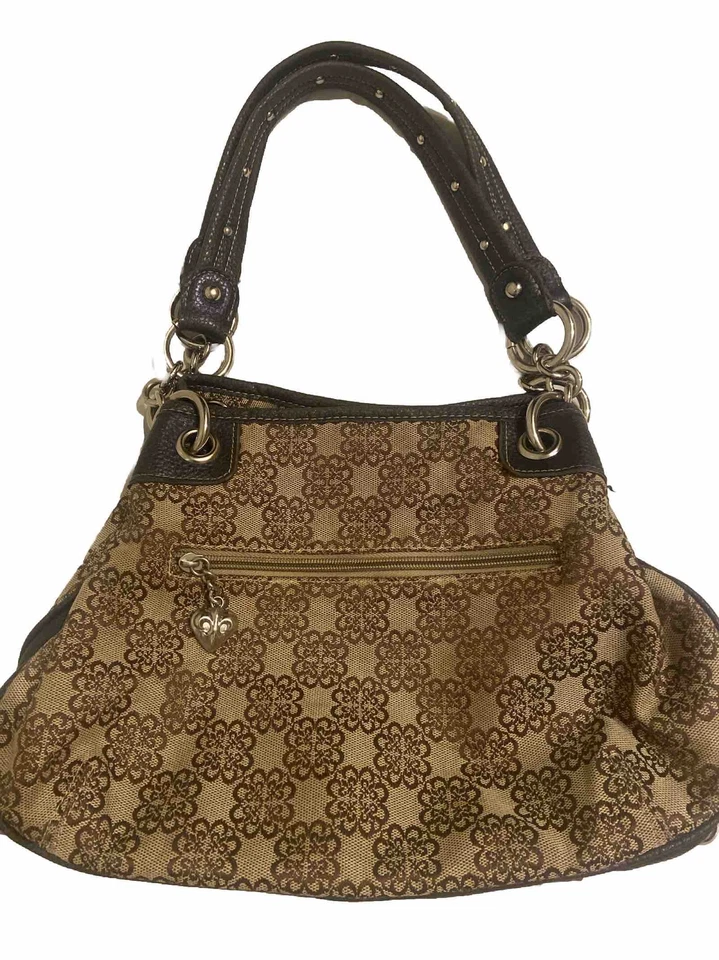 Cartera Kathy Van Zeeland Vintage Azul Marino Lona Adornada con Tachuelas Plateadas Foto 2 de 4