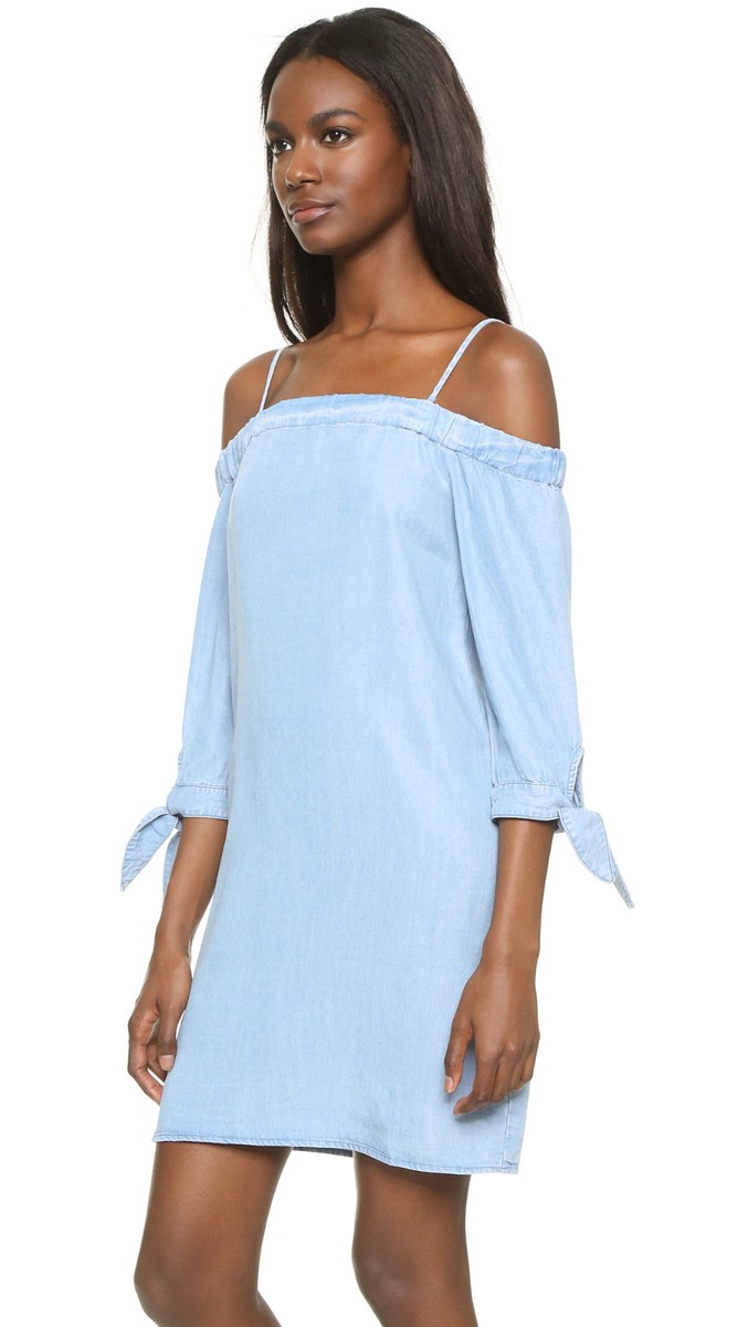 chambray dress off the shoulder Chambray Off the Shoulder Dress