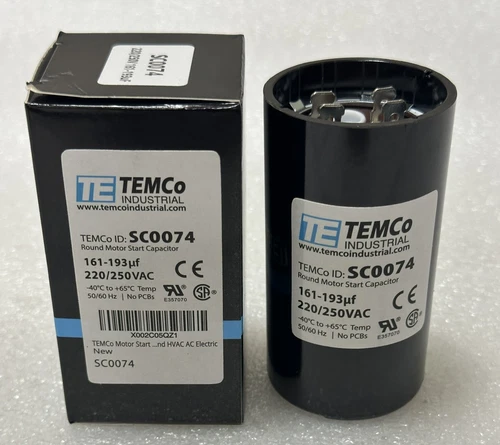 TEMCO INDUSTRIAL SC0074 161-193 ㎌220-250VAC CYLINDRICAL MOTOR STARTING CAPACITOR