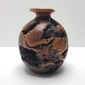 Vintage-Burlwood-Vase-Handcrafted-Art-Burl-Wood-Weed-Pot-Ikebana-6in