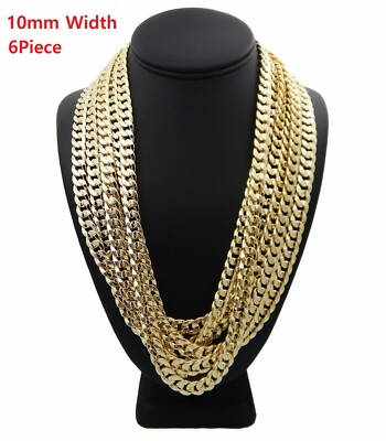 Wholesale 10mm Concave Cuban link Chain Diamond Cut Necklace 14k Gold Plated