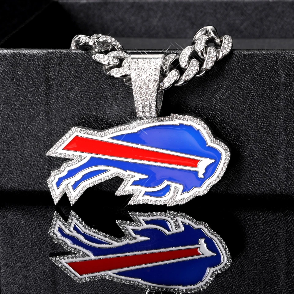 Buffalo Bills NFL унисекс персонализированный хип-хоп кубинский цепочка цирконий ожерелье серебро - Изображение 4 из 4